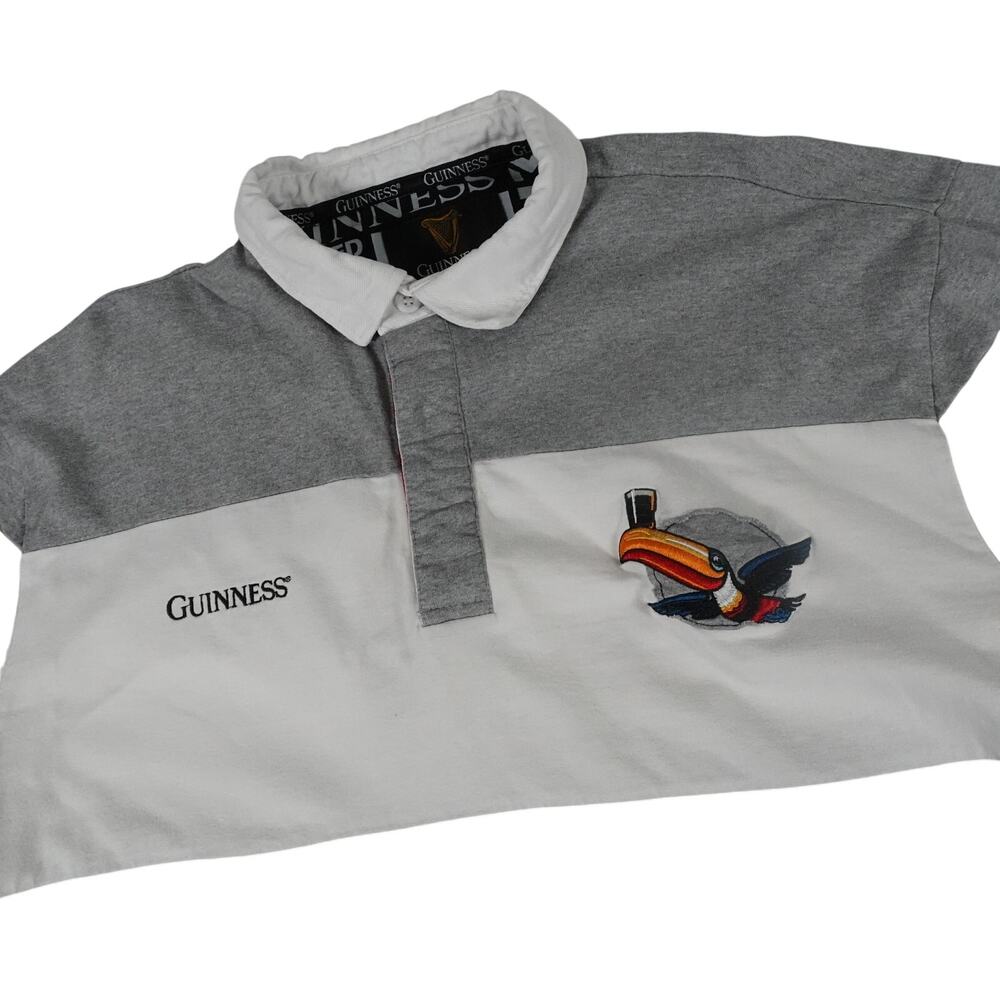 Guinness Toucan Embroidered Rugby Striped Long Sleeve Shirt Men's 2XL